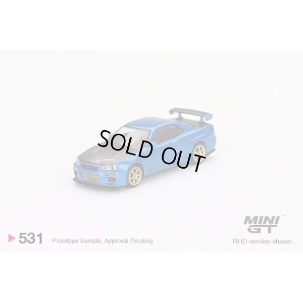 画像1: MINI GT 1/64 Nissan Skyline GT-R R34 Top Secret Bayside Blue (RHD)