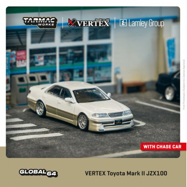 画像1: Tarmac Works 1/64 VERTEX Toyota Mark II JZX100 White Metallic