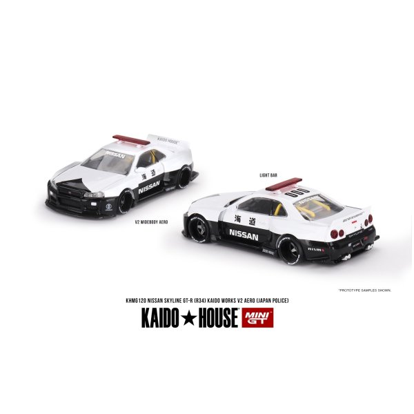 画像3: MINI GT 1/64 Nissan Skyline GT-R R34 Kaido Works (V2 Aero) Police Car (RHD)