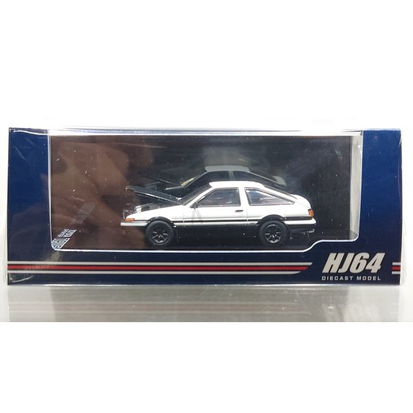 画像1: Hobby JAPAN 1/64 Toyota Sprinter Trueno GT APEX (AE86) JDM Style Carbon Bonnet White/Black