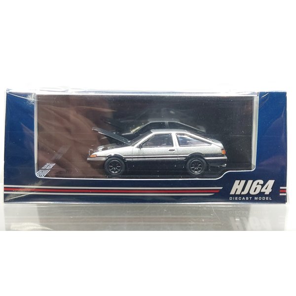 画像1: Hobby JAPAN 1/64 Toyota Sprinter Trueno GT APEX (AE86) JDM Style Carbon Bonnet Silver/Black