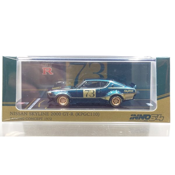 画像1: INNO Models 1/64 Nissan Skyline 2000 GT-R (KPGC110) Racing Concept Green