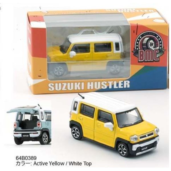 画像1: BM CREATIONS 1/64 Suzuki Hustler 2019 Active Yellow / White Top RHD