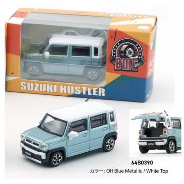 画像1: BM CREATIONS 1/64 Suzuki Hustler 2019 Off Blue / Metallic White Top RHD