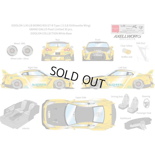 画像1: EIDOLON 1/43 LB WORKS R35 GT-R Type 1.5 (LB Shilhouette Wing) Grande Giallo Pearl Limited 30 pcs.