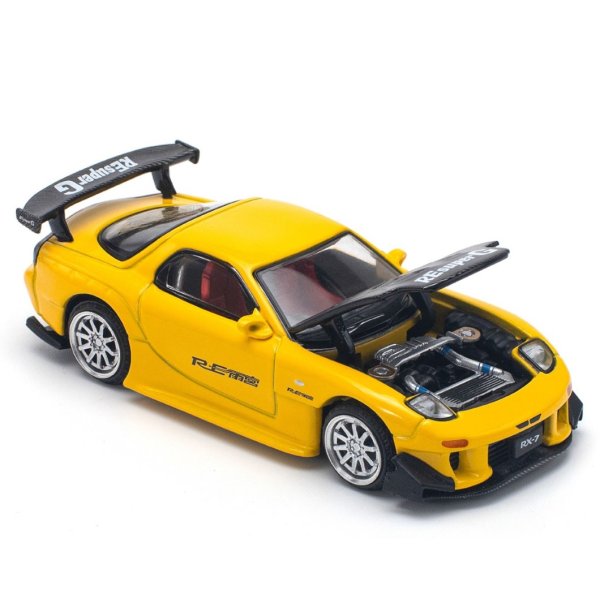 画像2: POP RACE 1/64 MAZDA RX-7 (FD3S) RE-AMEMIYA WIDEBODY YELLOW