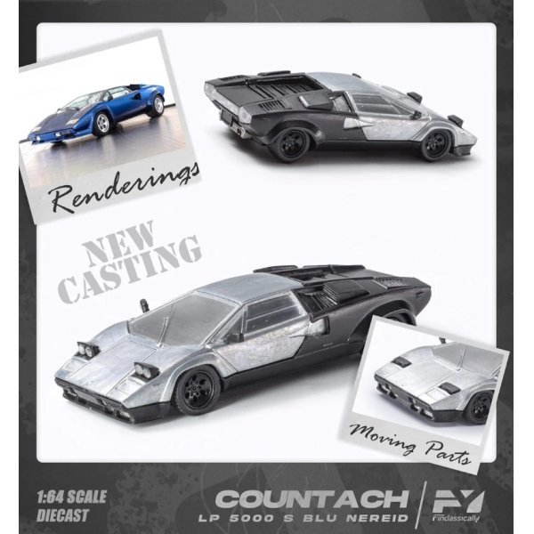 画像3: Finclassically 1/64 Countach LP5000 S blue without tail wing