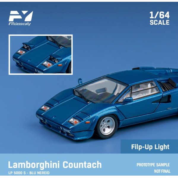 画像1: Finclassically 1/64 Countach LP5000 S blue without tail wing