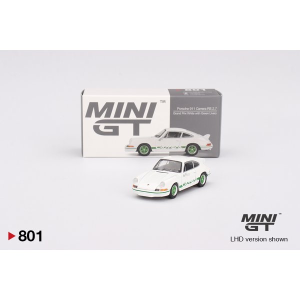 画像1: MINI GT 1/64 Porsche 911 Carrera RS 2.7 Grand Prix White/Green Livery (LHD)