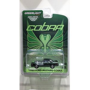 画像: GREEN LiGHT EXCLUSIVE 1/64 '80 Ford Mustang Cobra Black with Green Cobra Hood Graphics and Stripe Treatment