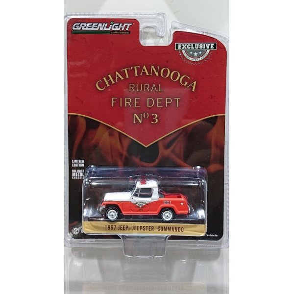 画像1: GREEN LiGHT EXCLUSIVE 1/64 1967 Jeep Jeepster Commando - Chattanooga Rural Fire Dept. No.3 (1)