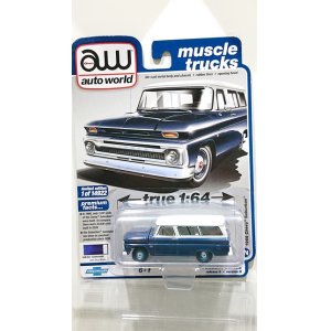 画像: auto world 1/64 1966 Chevy Suburban Dark Blue / White Roof