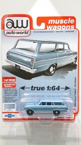 画像: auto world 1/64 1963 Chevy Nova II Station Wagon Silver Blue