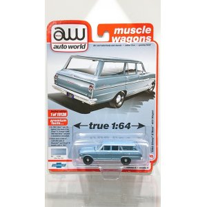 画像: auto world 1/64 1963 Chevy Nova II Station Wagon Silver Blue