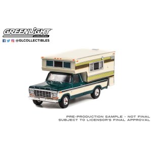 画像: GREEN LiGHT EXCLUSIVE 1/64 1978 Ford F-250 with Large Camper - Dark Jade Metallic & Wimbledon White