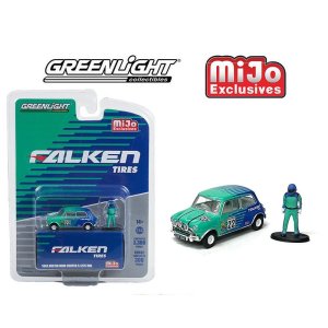 画像: GREEN LiGHT 1/64 1967 Austin Mini Cooper S Green/Blue FALKEN with Driver Figure