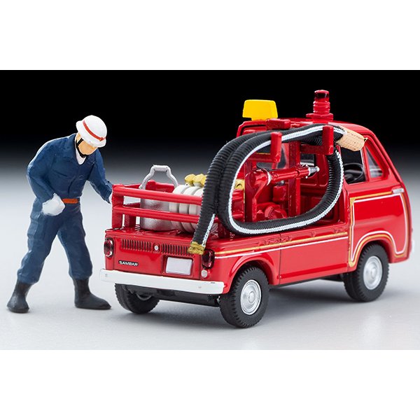 画像2: TOMYTEC 1/64 Limited Vintage Subaru Sambar Pump fire truck with Figure (2)