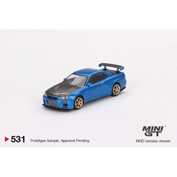 画像1: MINI GT 1/64 Nissan Skyline GT-R R34 Top Secret Bayside Blue (RHD) (1)