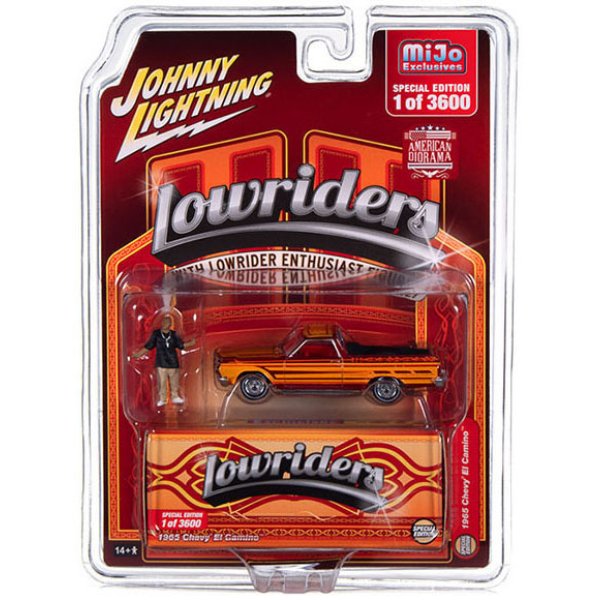 画像1: JOHNNY LIGHTNING 1/64 1965 Chevy El Camino Lowrider Red with Lowrider Enthusiast Figure (1)