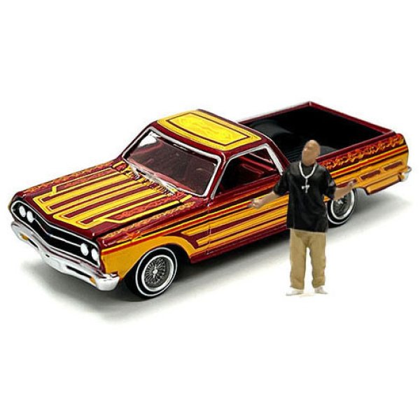 画像2: JOHNNY LIGHTNING 1/64 1965 Chevy El Camino Lowrider Red with Lowrider Enthusiast Figure (2)