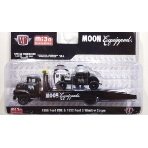 画像: M2 Machines 1/64 1956 Ford COE & 1932 Ford 3 Window Coupe MOON Equipped Black