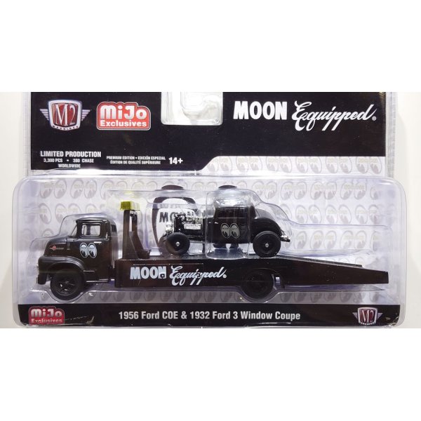 画像1: M2 Machines 1/64 1956 Ford COE & 1932 Ford 3 Window Coupe MOON Equipped Black (1)