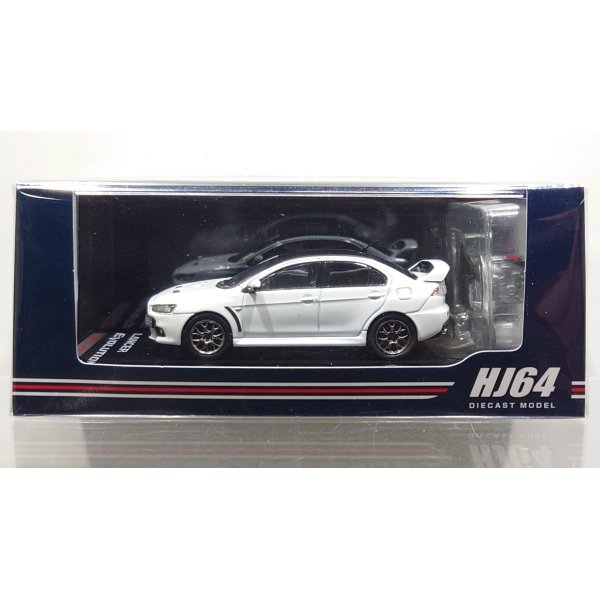 画像1: Hobby JAPAN 1/64 Mitsubishi Lancer Evolution X FINAL EDITION White Pearl / Black Roof with Engine Display Model (1)