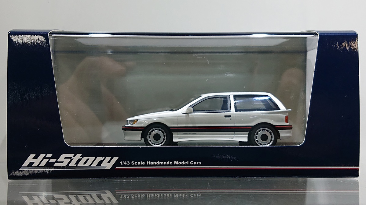 Hi Story 1/43 MITSUBISHI MIRAGE CYBORG DOHC 16V-T 1987 Sofia White