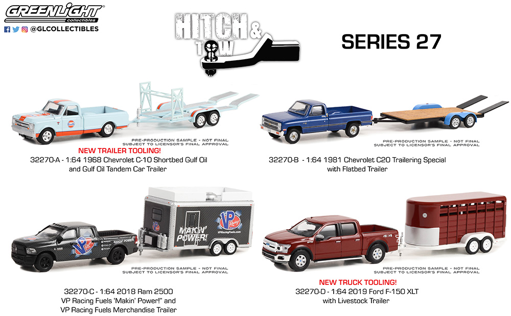 GREEN Light 1/64 Hitch u0026 Tow Series 27