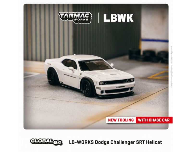 Tarmac Works 1/64 LB-WORKS Dodge Challenger SRT Hellcat White - AXELLWORKS  HOBBYTOWN