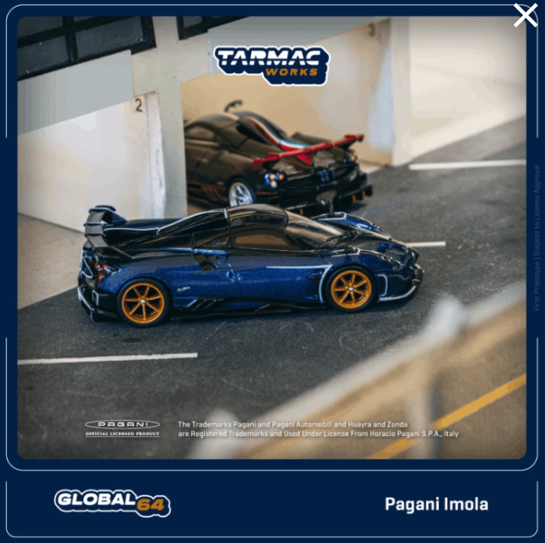 画像1: Tarmac Works 1/64 Pagani Imola Blue Argentina (1)