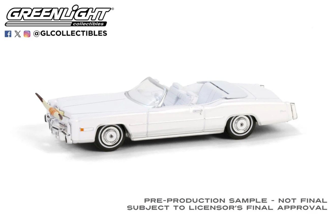 画像1: GREEN LiGHT EXCLUSIVE 1/64 1976 Cadillac Eldorado Convertible - White with Bull Horns Hood Ornament (1)